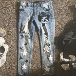 Amiri Star denim distressed blue jeans
